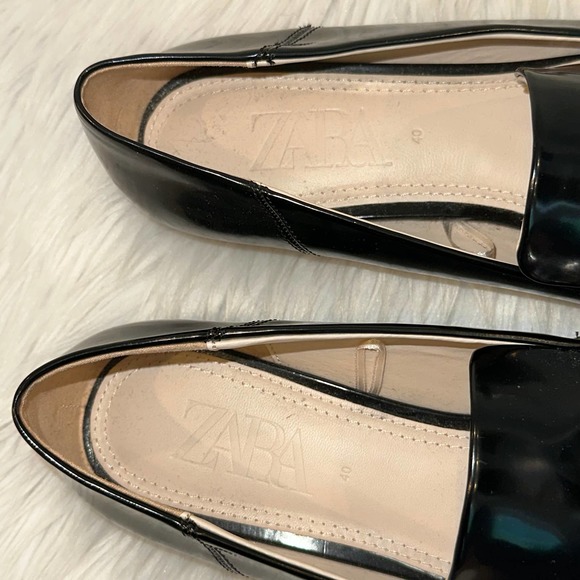 ZARA Chunky Chain Loafers Slip On Flats Faux Leather Shoes, Black - Picture 10 of 11